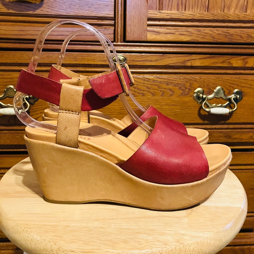 Stylish Red Wedge Sandals